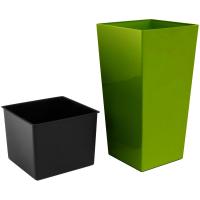DUW160/G  Цветочный горшок, кашпо с посадочным горшком"COUBI" 16*16*26 см зеленый, Prosperplast
