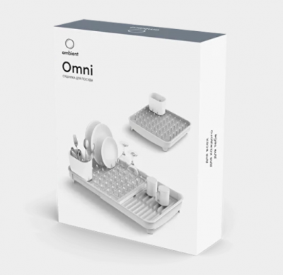 Сушилка для посуды 36,5*36,5*17см Ambient, Omni, цвет светло-серый, НФ-00000802 