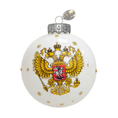 КУ-65-244155 Ёлочная игрушка шар 6,5см, стекло, декор "Герб России", в подарочной упаковке