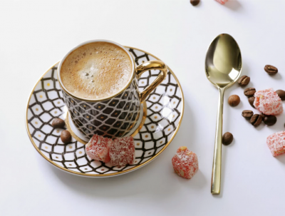 32142 Чашка кофейная с блюдцем 115 мл "Идиллия" рисунок "Неро № 2". Костяной фарфор
